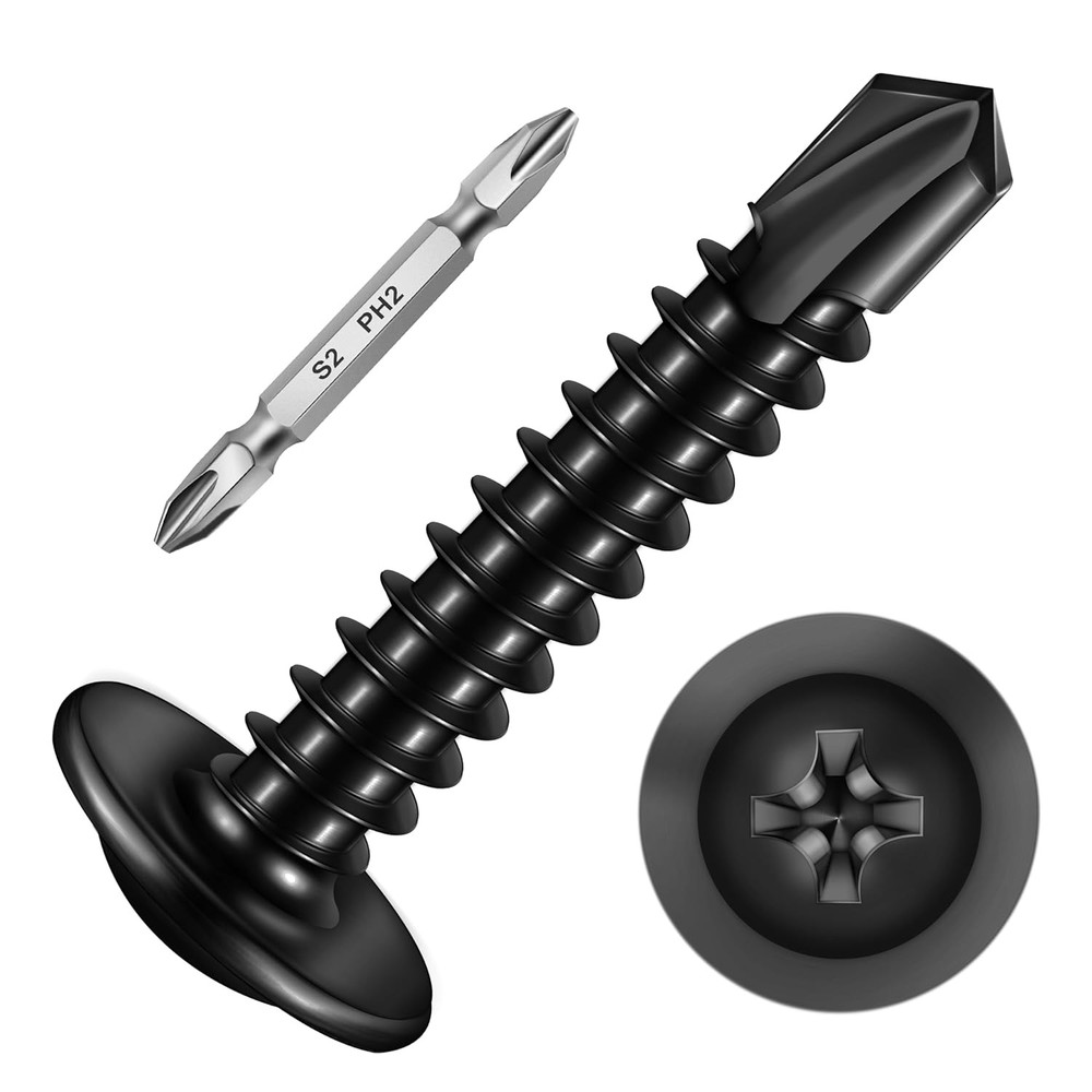 Mywish 200Pcs #10×1″ Black Self Tapping Screws for #10×1″ (200 pcs),