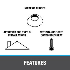 Oatey 3 Inch Black Hose Pipe Fitting HVAC Roof Flashing Rain Collar Seal