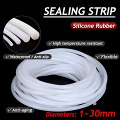 Silicone Rubber Cord Solid Round White Sealing Strip Gasket Dia 1mm~ 30mm