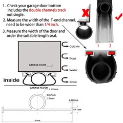 BOWSEN Garage Door Bottom Seals 10 FT, Black (1/4″ T-Channel End)