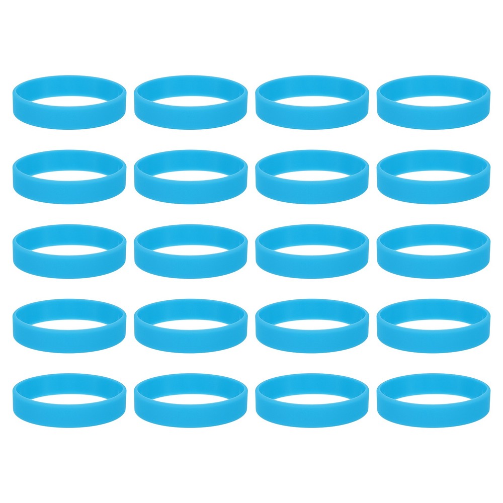 20Pcs Silicone Rubber Bands Non-slip 3.54 Inch Flat for Books, Light Blue