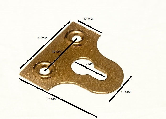 Picture Mirror Hanging Glass Plate Brass Plated Slotted 32mm Pack 10