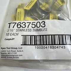 20 Campbell Light-Duty Thimble, Stainless Steel, 3/16-In. T7637503 2 X 10 Packs