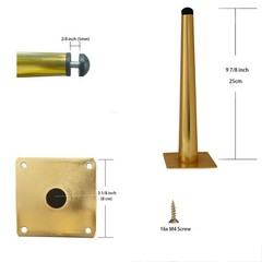 Smaxcn 4Pcs 9 7/8 Inch 25Cm Shiny Gold Metal Furniture Legs Straight Metal