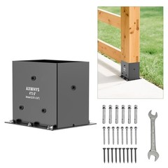 8 Pcs 4×6 Heavy Duty Black Metal Steel Post Base Brackets Deck Pergola Support
