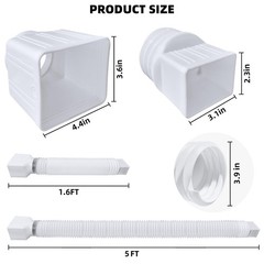 Extendable 1.6 ft to 5 (20″-60″) Flexible Downspout Extensions 5 Ft, White