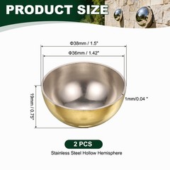 2pcs 38mm(1.5″) OD Stainless Steel Hollow Mirror Polished Hemisphere Ball