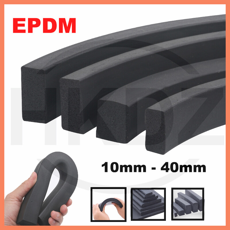 Black EPDM Rubber Foam Sealing Strip Flat Bar For Cabinet Door Seal 10mm- 40mm