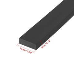 Solid Rectangle Rubber Seal Strip 10mm Wide 3mm Thick, 3 Meters Long Black