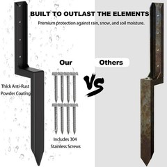 [2-Pack] Fence Post Repair Kit Heavy Duty, One-Piece Steel Stakes for Leaning…
