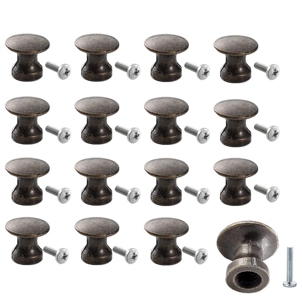 Joyangy 16 Pack Mini Cabinet Knobs, 1/2 Inch Dia Bronze Drawer Pulls