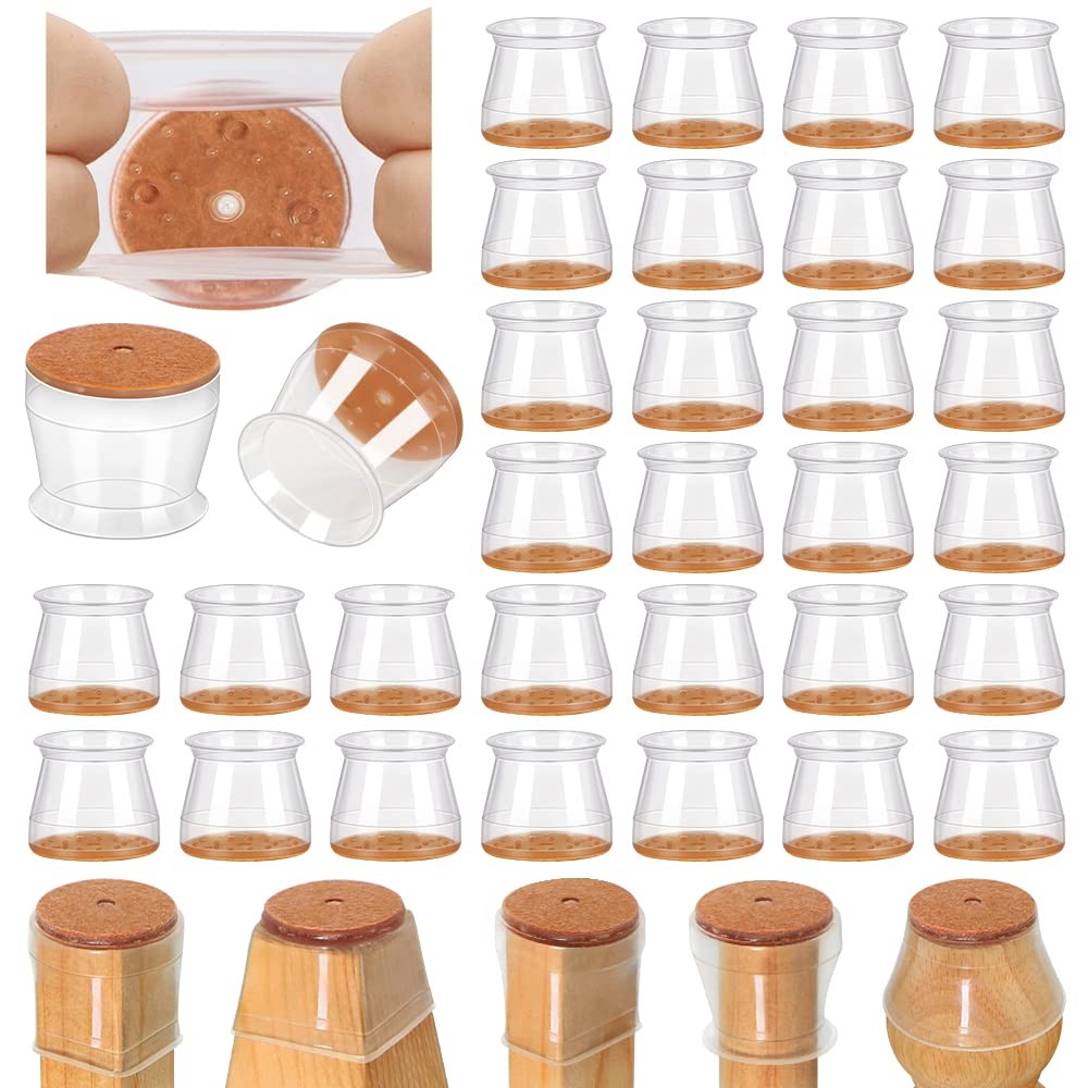 Viume 32 Pcs Chair Leg Floor Protectors For Hardwood Floors Silicone Covers To