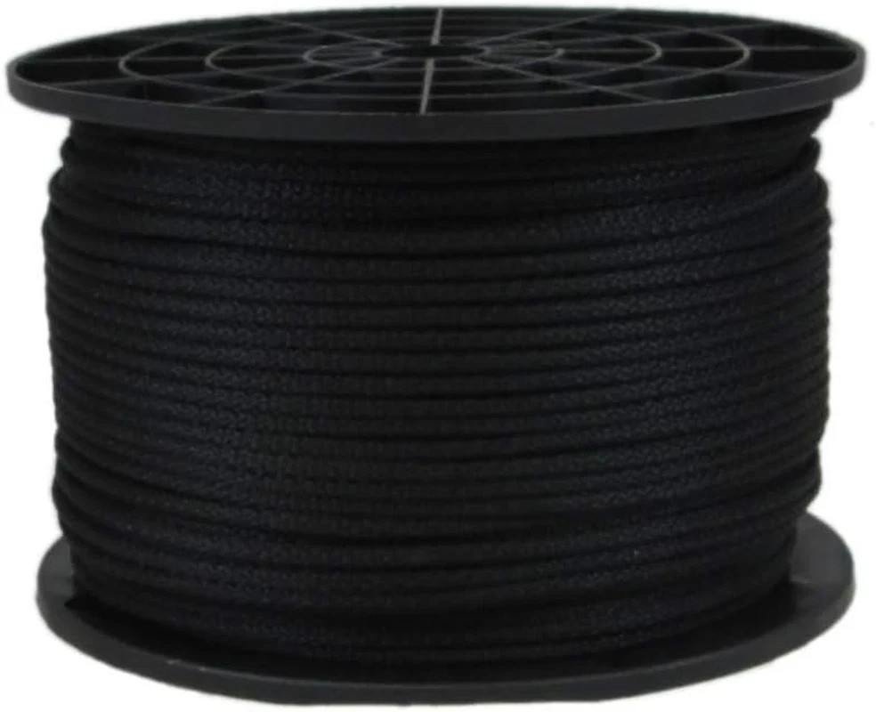 1/8 Inch Black Dacron Polyester Cord – 500 Foot Spool | Solid Braid – Industrial