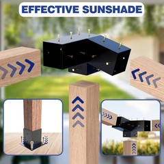 Pergola Kit – 3-Way Slanted Brackets, Powder-Coated, 4″ x 4″ (Actual: 3.5×3.5