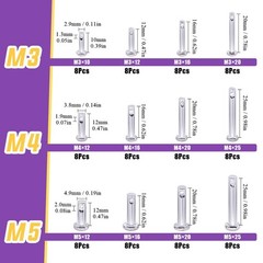 Swpeet 96Pcs Clevis Pin Assortment Kit, 304 Stainless Steel M3 M4 M5 Silver