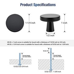 JOY DECOR 5 Pack Kitchen Cabinet Knobs Solid Drawer Single Hole, Matte Black