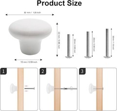 20x White Door Knob Cabinet Retro Round Ceramic Drawer 20 Pack,