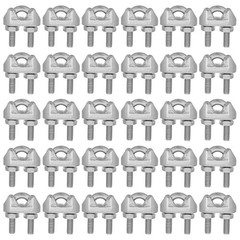 40 Pcs Wire Rope Clip Clips Cable Cord Clamp Collar Stainless Steel Clamps