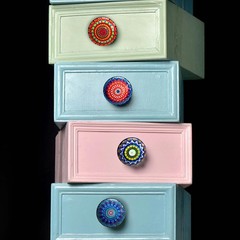 FLORIXA 10Pcs Ceramic Cabinet Knobs – Vintage Look Hand Painted Mandala