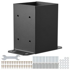 Heavy-Duty 4×4 Post Bases (4 pcs), Carbon Steel, Full Wrap Design, Matte Black