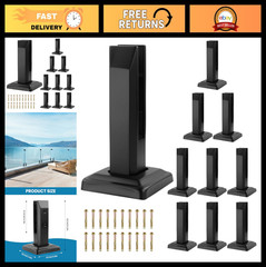 Square Glass Railing Spigots 304 Stainless Steel Glass Clamp Kit Black