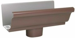 (12 Pack) Brown Aluminum End Section With Drop Outlet Tube, 2501019 Amerimax