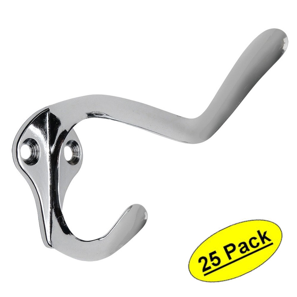 *25 Pack* Designers Impressions Polished Chrome Lite Duty Coat & Hat Hook: 57582