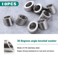 10 Pcs 3/8″ 30 Degree Angle Beveled Washers, 316 Stainless Steel Angled Washe…