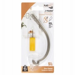 Picture Hanging J-Hook, Installs into Drywall, 35-Lb. Load – N260-115