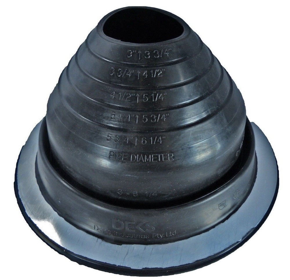 #4 (3″ to 6-1/4″) Dektite Round Pipe Flashing Boot: Black EPDM Roof