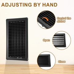 6 Piece 6×12 Inch Floor Ventilation Grilles, Black for Walking