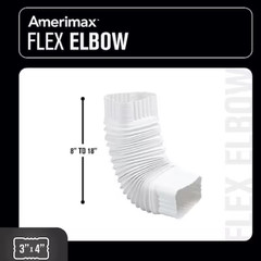 White 3×4 in Downspout Flex Elbow Gutter Drain Extension Adjustable
