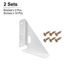 2Pack Angle Corner Brackets 86mm Cold Rolled Steel Braces Joining Support White