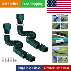 Green-2pack Rain Gutter Downspout Extensions Flexible, Drain Downspout Extend…