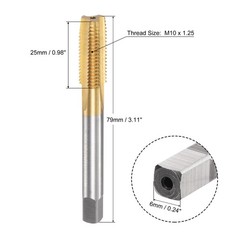 Straight Groove Male, M10 x 1.25 Metric Left Hand Titanium Coated
