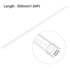 PC Rigid Round Clear Tubing 5mm ID x 6mm OD x 500mm Length Plastic Tube 2pcs