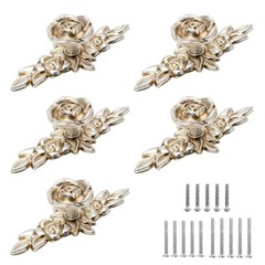 Uenhoy 5 Pcs Rose Cabinet Knobs with Backplate, Antique Silver