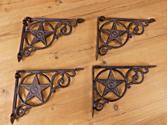 4 Cast Iron Star Brackets Garden Braces Shelf Bracket RUSTIC Corbels Mantle