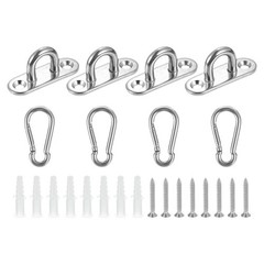 4 Pcs Pad Eye Plate, 1.8 Inch Stainless Steel Ceiling U Hooks with Screw, Silver