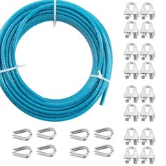 Sunshade Sail Wire, Clothesline, PIUM 3/16″ PVC Coated Wire Rope Kits, 7×7 St…
