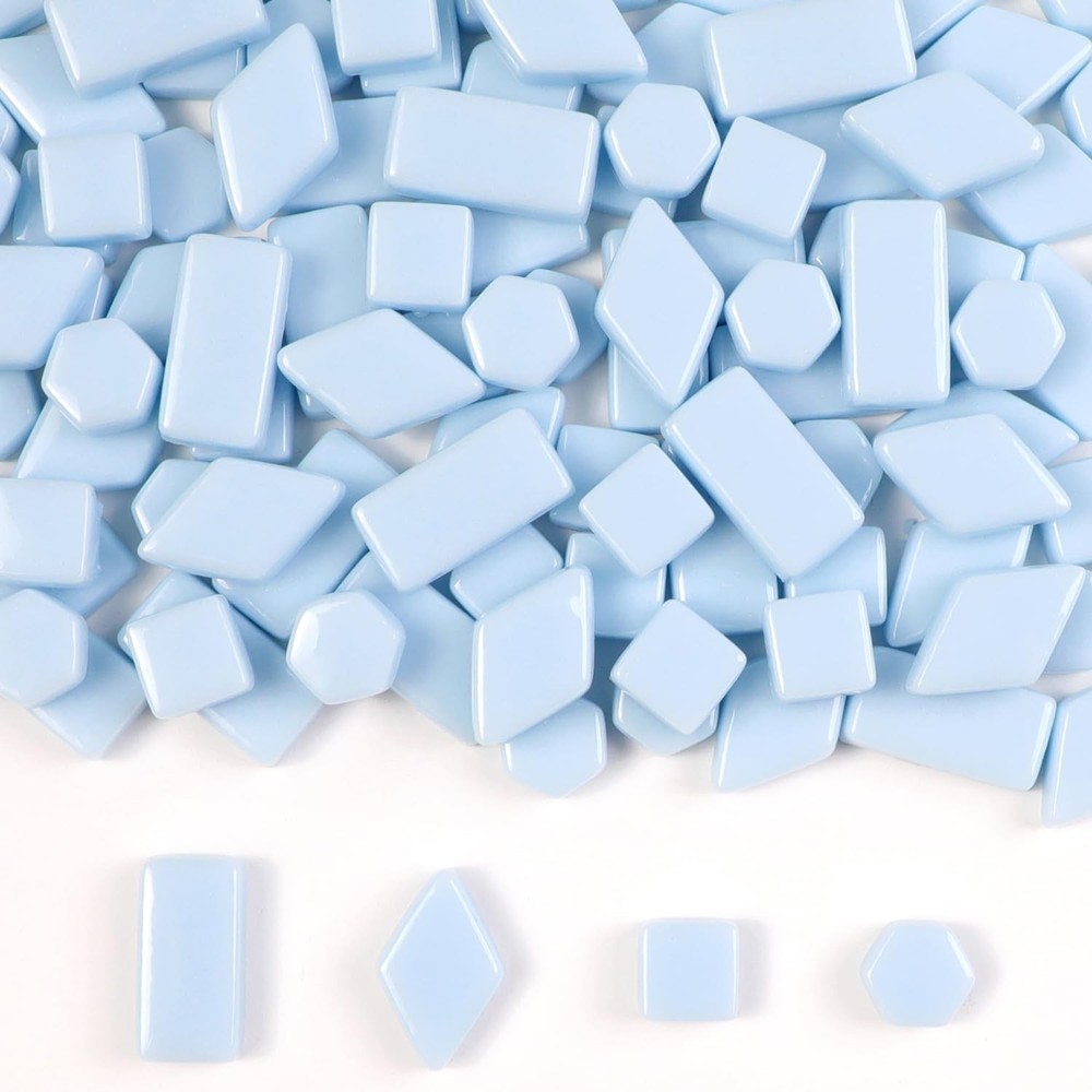 1 LB Mixed Shapes Glass Mosaic Tiles for Crafts Bulk, Colorful Opaque Recycle…