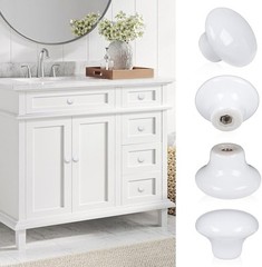 20x White Door Knob Cabinet Retro Round Ceramic Drawer 20 Pack,