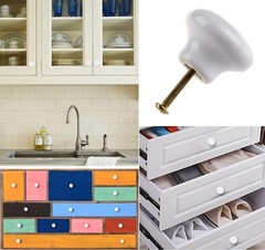 20x White Door Knob Cabinet Retro Round Ceramic Drawer 20 Pack,