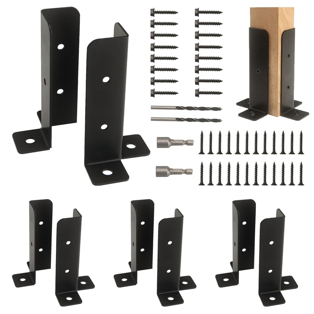 8Pcs Adjustable Post Anchor Brackets Kit Heavy Duty Wood Fence Base Bracket F…