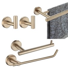 JQK 5-Piece Bathroom Hardware Set Champagne Bronze Wall Mount Towel Bar TP Holde
