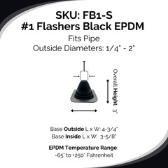 Flashers Colored EPDM Round Metal Roof Pipe Flashing Boot (Size#1) Made in USA