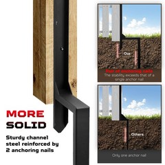 Fence Post Repair Kit Double Legs – Heavy Duty Steel Anchor Spike for Broken
