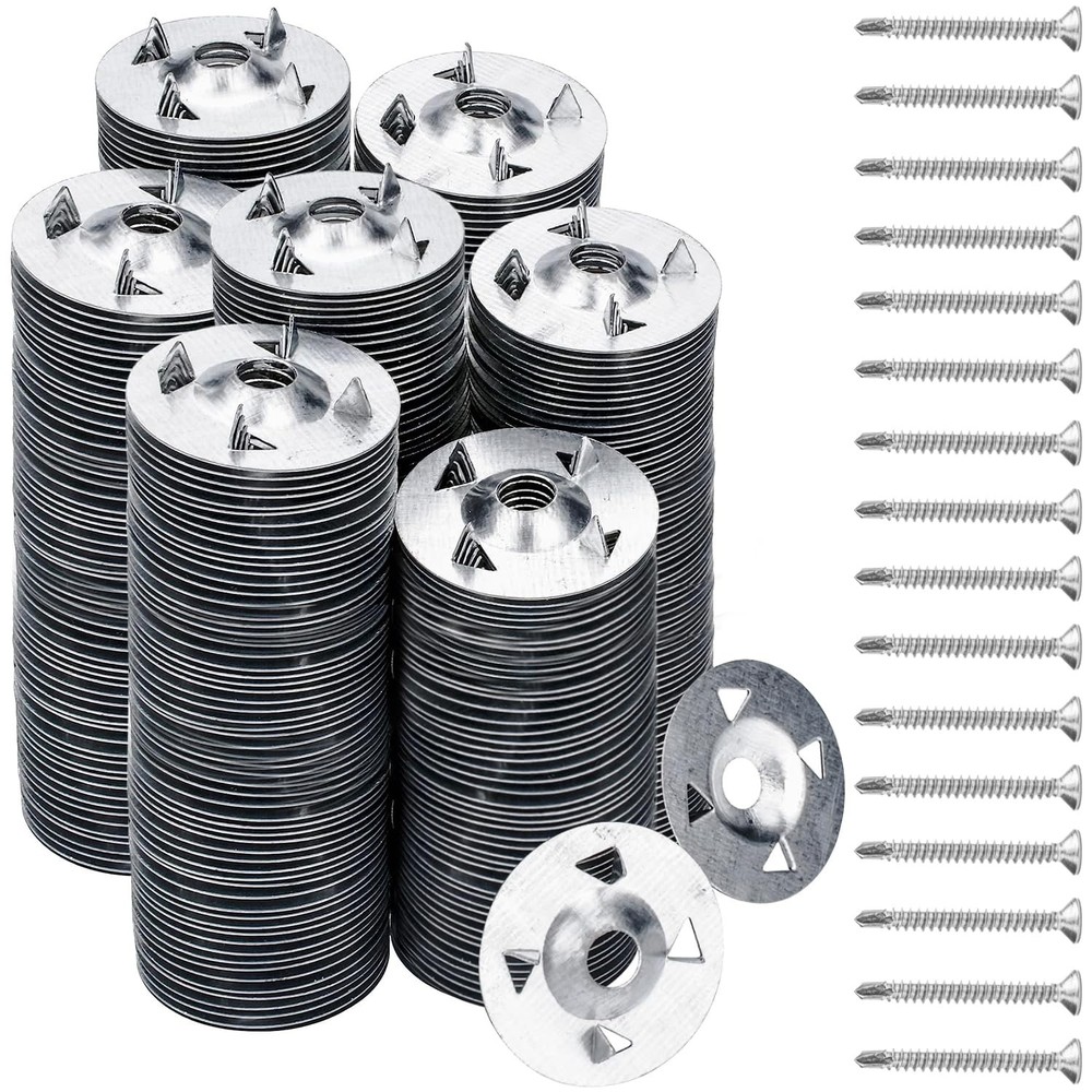 600Pcs Foam Board Fasteners – 1-1/8 Inch Metal Washers for 300 Pack, Silver