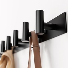 Gwaazxgz Black Wall Mounted Coat Rack 5 T-Shaped Pegs For Hats Bags Towels