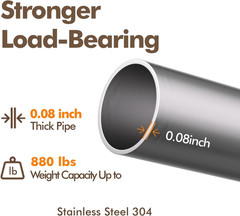 Bar Foot Rail Kit 6Ft, 304 Stainless Steel Satin Finish 2″ O.D Tubing with Brack